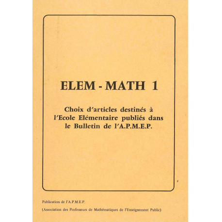 Elem-maths 1 - Choix d'articles école élémentaire
